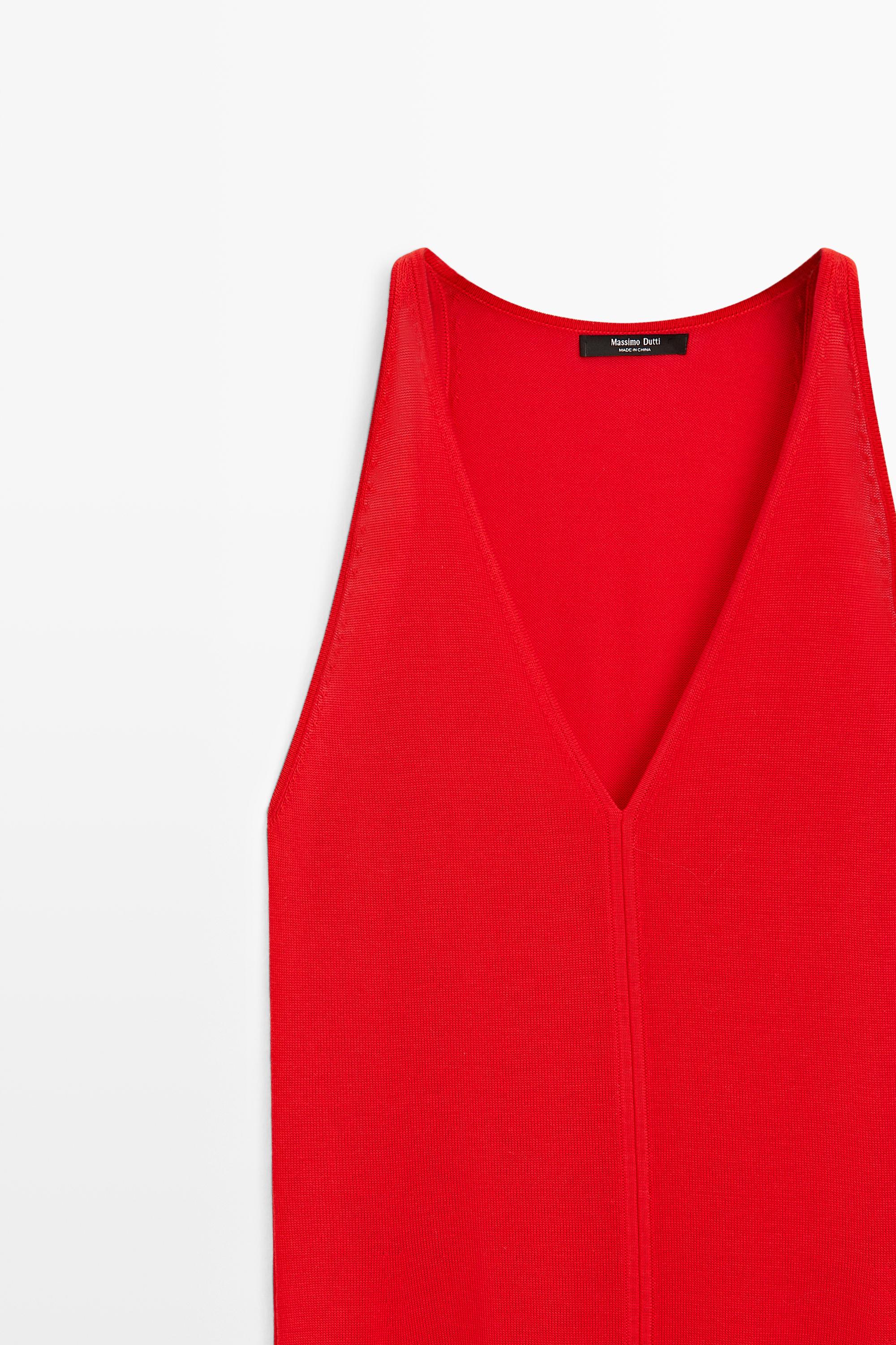 Robe midi en maille col V